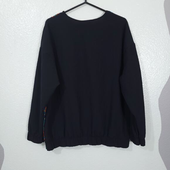 Vintage Blair Blouse Womens Size XL Black Southwest Geometric No Tuck Blouson 80 - Picture 2 of 13